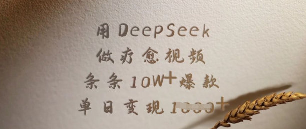 用DeepSeek做疗愈视频，条条10W+爆款，单日变现多张 - 网赚资源网-网赚资源网