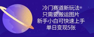 冷门赛道新玩法,只需要搬运图片,新手小白可快速上手,单日变现多张-网赚资源网