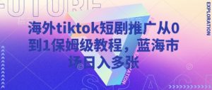 海外tiktok短剧推广从0到1保姆级教程，蓝海市场日入多张-网赚资源网