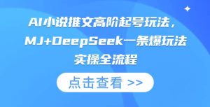 AI小说推文高阶起号玩法,MJ+DeepSeek一条爆玩法实操全流程-网赚资源网