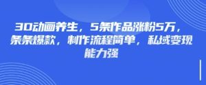 3D动画养生,5条作品涨粉5万,条条爆款,制作流程简单,私域变现能力强-网赚资源网