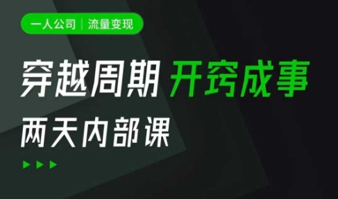 一人公司：流量变现课，一人公司的方法模型拆解， 拆解富人思维，流量思维，小老板思维等 - 网赚资源网-网赚资源网