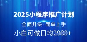 2025小程序推广计划,全面升级,简单上手,日均多张【揭秘】-网赚资源网