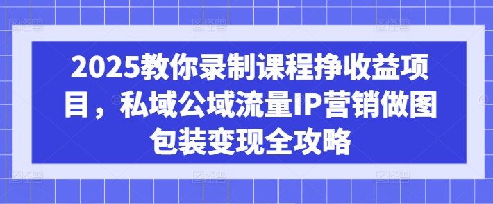 2025教你录制课程挣收益项目，私域公域流量IP营销做图包装变现全攻略 - 网赚资源网-网赚资源网