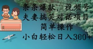 条条爆款,视频号夫妻搞笑对话项目,简单操作,小白轻松日入3张+-网赚资源网