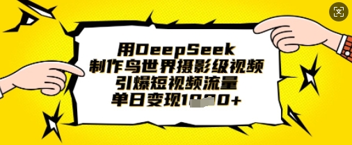 用DeepSeek制作鸟世界摄影级视频，引爆短视频流量，单日变现1k - 网赚资源网-网赚资源网