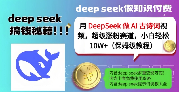 用DeepSeek做AI古诗词视频，超级涨粉赛道，小白轻松涨粉10W+(保姆级教程) - 网赚资源网-网赚资源网