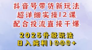 2025全新升级抖音带货玩法，一天纯利四位数，从剪辑到选品再到发布投流，超详细玩法揭秘-网赚资源网