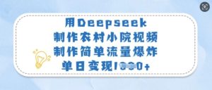 用Deepseek制作农村小院视频，制作简单流量爆炸，单日变现多张-网赚资源网