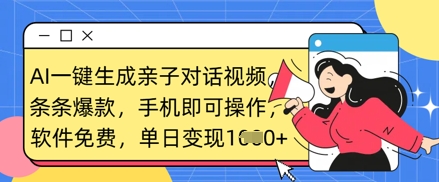 AI一键生成亲子对话视频，条条爆款，一部手机即可操作，单日变现数张 - 网赚资源网-网赚资源网