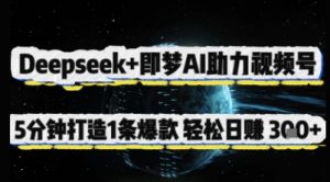 Deepseek+即梦AI助力视频号，5 分钟打造 1 条爆款，轻松日入3张+-网赚资源网