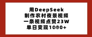 用DeepSeek制作农村夜景视频,一条视频点赞23W,单日变现多张-网赚资源网