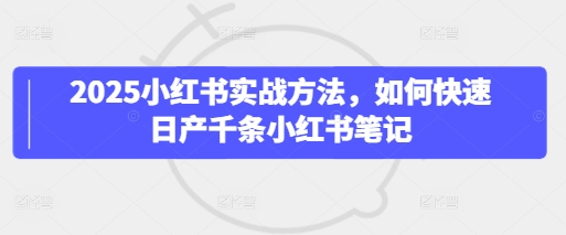 2025小红书实战方法，如何快速日产千条小红书笔记 - 网赚资源网-网赚资源网