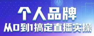 个人品牌:从0到1搞定直播实操,用直播为你的个人品牌赋能,六大实操板块,放大个人影响力-网赚资源网