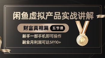 精品！闲鱼虚拟产品实战讲解，新手一部手机即可操作，副业月利润可达5k+ - 网赚资源网-网赚资源网