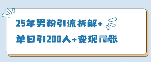 25年男粉引流拆解+单日引200人+变现多张 - 网赚资源网-网赚资源网