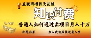 互联网项目天花板,知付付费项目,普通人如何通过卖项目月入十个,拒绝韭菜【揭秘】-网赚资源网