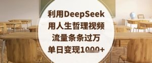 利用DeepSeek用人生哲理视频，流量条条过万，单日变现数张-网赚资源网