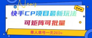 快手CP项目，最新交友赛道玩法，可矩阵可批量，单人单号一天2张+-网赚资源网