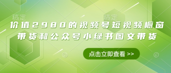 价值2980的视频号短视频橱窗带货和公众号小绿书图文带货 - 网赚资源网-网赚资源网
