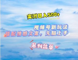 微信视频号最新玩法，表情包搭配情感文案，2分钟一条原创作品，简单好上手，轻松日入几张-网赚资源网