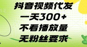 抖音视频代发一天3张+,不看播放量,无粉丝要求【揭秘】-网赚资源网