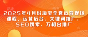 2025年4月份淘宝全套运营现场课程,运营后台、关键词推广、SEO搜索、万相台推广-网赚资源网