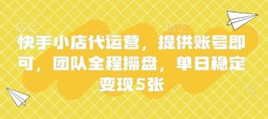 快手小店代运营,提供账号即可,团队全程操盘,单日稳定变现5张【揭秘】-网赚资源网