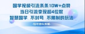国学视频引流条条10W+点赞当日引流变现超4位数-网赚资源网