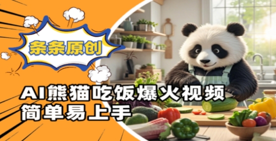 Ai熊猫吃饭爆火视频，条条原创，简单易上手 - 网赚资源网-网赚资源网