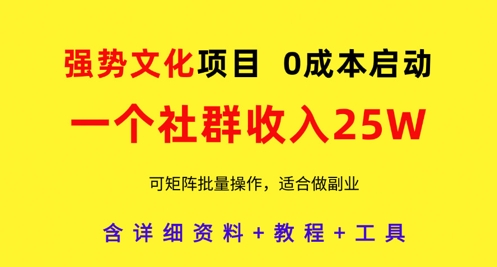 强势文化项目，一个社群收入25个W，0成本启动，可矩阵批量操作，原创详细实操教程 - 网赚资源网-网赚资源网