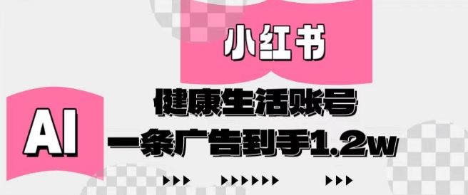 小红书AI健康生活账号，作品制作简单好变现，一条广告到手1.2w - 网赚资源网-网赚资源网