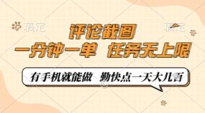 评论截图，0.5元一单，一分钟一单，有手机就能做，任务无上限，勤快点一天几张【揭秘】-网赚资源网