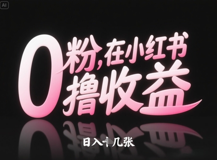 0粉在小红书撸收益，日入几张 - 网赚资源网-网赚资源网