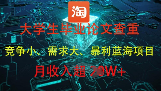 大学生毕业论文查重，暴利蓝海项目，月收入过1W+ - 网赚资源网-网赚资源网