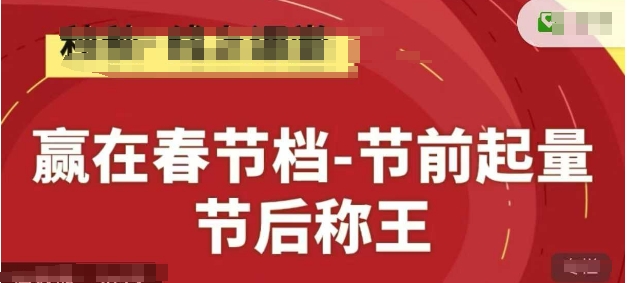 赢在春节档-节前起量，后称王，淘系精品线上系列课 - 网赚资源网-网赚资源网