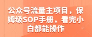公众号流量主项目，保姆级SOP手册，看完小白都能操作-网赚资源网