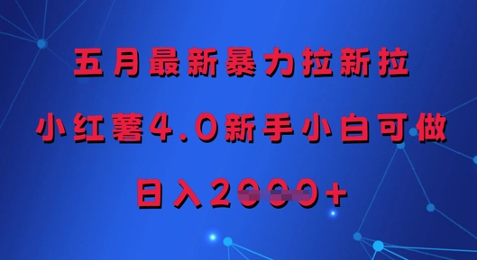 五月最新暴力拉新拉，小红薯4.0新手小白可做，日入多张 - 网赚资源网-网赚资源网