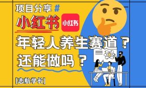 小红书年轻人养生赛道？真的还能做吗？详细讲解！-网赚资源网