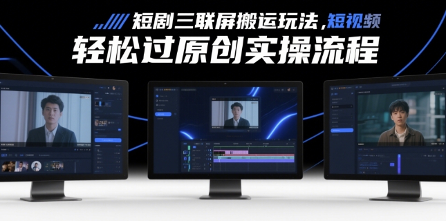 短剧三联屏搬运玩法，短剧搬运轻松过原创实操流程 - 网赚资源网-网赚资源网