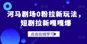河马剧场0粉拉新玩法，短剧拉新嘎嘎爆 - 网赚资源网-网赚资源网