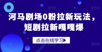河马剧场0粉拉新玩法，短剧拉新嘎嘎爆 - 网赚资源网-网赚资源网