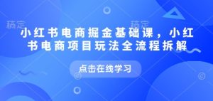 小红书电商掘金课，小红书电商项目玩法全流程拆解（更新5月） - 网赚资源网-网赚资源网