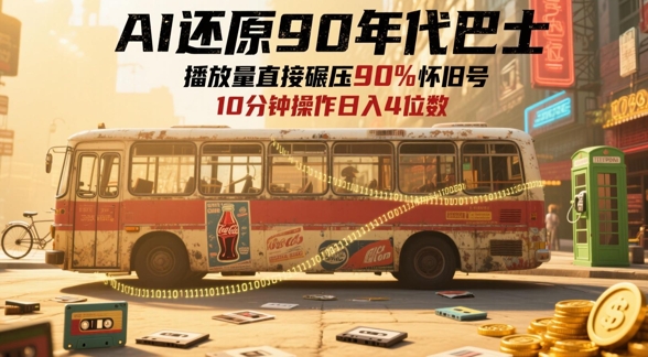 AI还原90年代巴士，一帧就让70后泪崩，播放量直接碾压90%怀旧号，每天操作十分钟，日入四位数 - 网赚资源网-网赚资源网