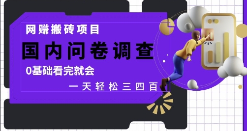 网创搬砖项目，国内问卷调查，0基础看完就会 一天轻松三四张，靠谱副业干就完了【揭秘】 - 网赚资源网-网赚资源网