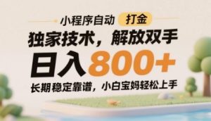 小程序自动打金独家技术,解放双手日入8张,长期稳定靠谱,小白宝妈轻松上手【揭秘】-网赚资源网