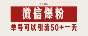 微信爆粉,私域暴力引流打法日引千粉 单号日进50+【揭秘】-网赚资源网