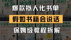 最新爆款拟人化书单玩法,假如书籍会说话,保姆级教程-网赚资源网