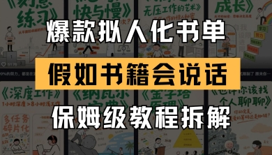 最新爆款拟人化书单玩法，假如书籍会说话，保姆级教程 - 网赚资源网-网赚资源网