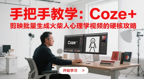 手把手教学：Coze + 剪映批量生成火柴人心理学视频的硬核攻略 - 网赚资源网-网赚资源网